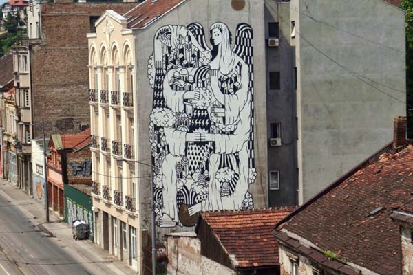 گرافیتی La Santa de Belgrade