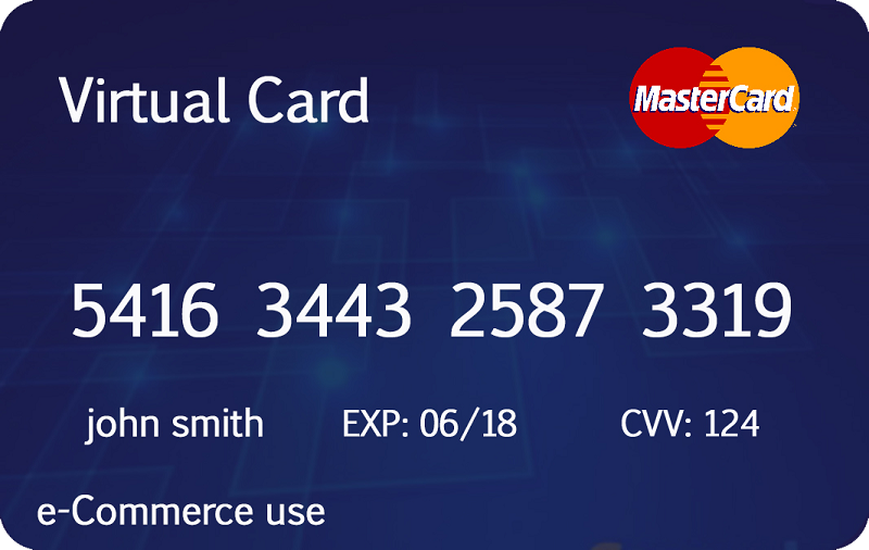 نمونه‌ای از کارت مجازی ویزا